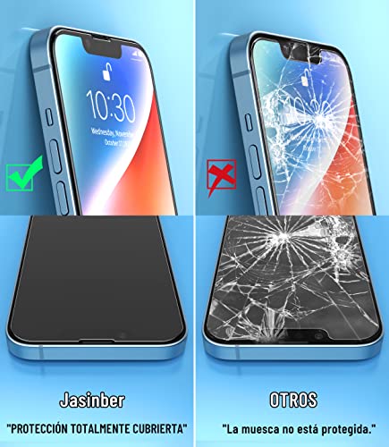 Jasinber 3-Pack Mica de Vidrio Cristal Templado Compatible con iPhone 14 y iPhone 13/13 Pro 6.1 Pulgadas