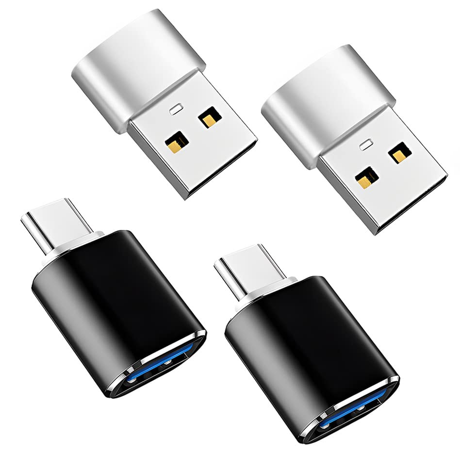 LJ-EXPLOSIVE 2 Unidades Adaptador USB C a USB 3.0 + 2 Unidades Adaptador USB a USB C，Función de OTG, Compatible Dispositivos con USB Tipo C,para Macbook, Huawei, Samsung, OnePlus y Otros Dispositivos