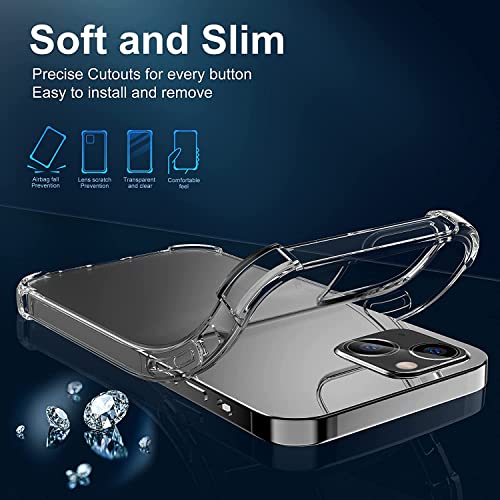 NDOOL Funda para iPhone 13 Case, 3 en 1 Cristal Templado Protector de Pantalla, Ultra Fina Silicona Transparente TPU Carcasa con Protector del Camara, Anti-Choque y Anti-arañazos