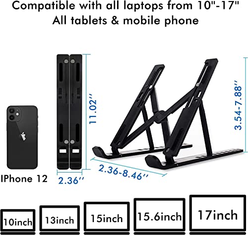WAYAMY Soporte Portatil, Multiángulo Ventilado Refrigeración Soporte Portatil Mesa 10 Niveles Adjustable Soporte Ordenador Portátil Antideslizante Resistente para 10-15.6 Pulgadas Laptop ( ABS Negro)
