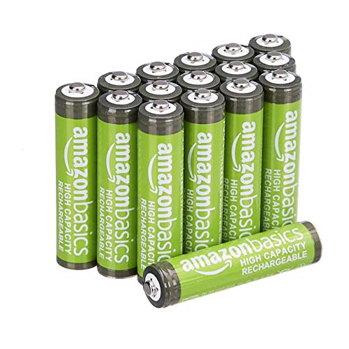 Amazon Basics - Paquete de 16 baterías recargables AAA de alta capacidad de 850 mAh, precargadas, recarga hasta 500 veces