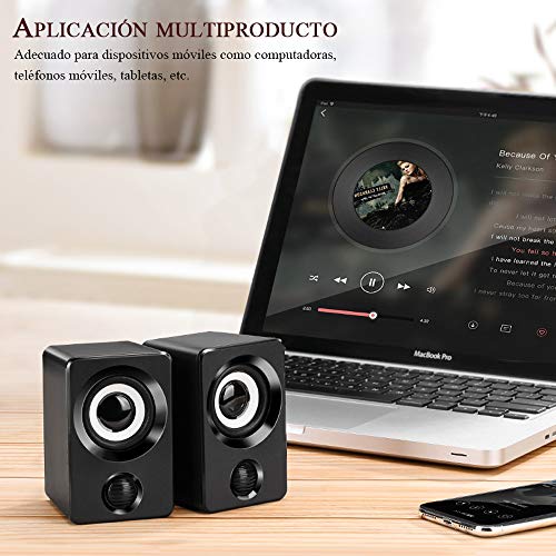 KAMYSEN Altavoces para Computadora,Altavoces Multimedia para PC,Tablet PC, teléfono móvil, computadora portátil, MP3 / MP4, PSP, Altavoces de Barra de Sonido Multimedia con Cable USB