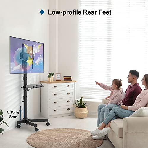 BONTEC Soporte TV Ruedas para TV de 23 a 60 Pulgadas de Plasma/LCD/LED/OLED, Soporte TV Pie con Estante para Portátil, Soporte TV Móvil con Altura Ajustable de hasta 25 kg, Máx VESA 400x400 mm