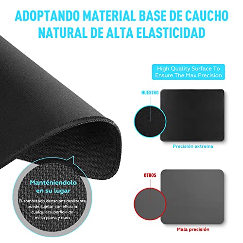 TERPORT Mouse Pad Antideslizante de 26*21cm, Mouse Mat con Base Natural en Caucho, Alfombrilla de Mouse para Juego Negra Durader de Textura Premium, Adecuado para Trabajo de Oficina / Hogar / Gamers
