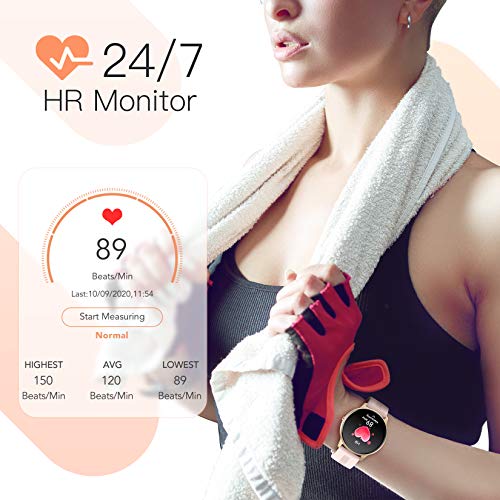 AGPtek Smartwatch Mujer, Reloj Inteligente Deportivo 1.3 Pulgadas Táctil Completa IP68, Monitor de Sueño, Seguimiento del Menstrual, Control de Musica Regalo Navidad