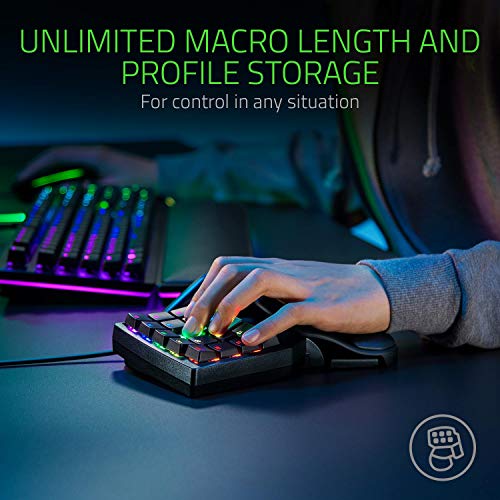 Razer Orbweaver Chroma Gaming Keypad RF inalámbrico Teclado, Tartarus Pro - Interruptores ópticos, Negro clásico (Reacondicionado)