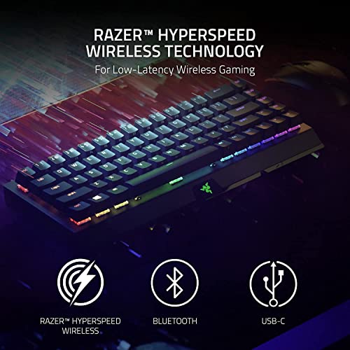 Razer BlackWidow V3 Mini HyperSpeed 65% Teclado mecánico inalámbrico para juegos: tecnología inalámbrica HyperSpeed - Interruptores mecánicos verdes (Reacondicionado)