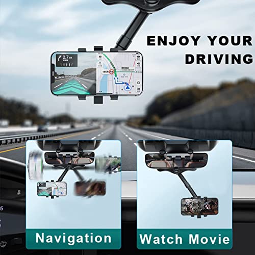 TBONEEY Soporte para Teléfono de Coche, Soporte Celular Auto Móvil Universal, Soporte para Celular Automovil para GPS Retrovisor Coche, para en el Coche Giratorio 360° y Retráctil Ajustable