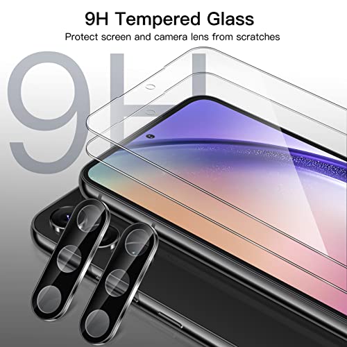 JETech Protector de Pantalla para Samsung Galaxy A54 5G 6.4 Pulgadas y Protector Lente Cámara, Mica Cristal Vidrio Templado, HD Transparente, 2 Paquetes Cada Uno