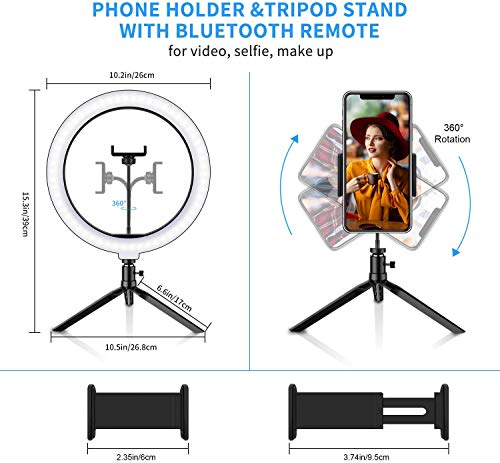 Mini Anillo Aro Luz Led 10 Pulgadas, Tripie, Base Celular, Control Remoto,  Ajuste de tempratura.