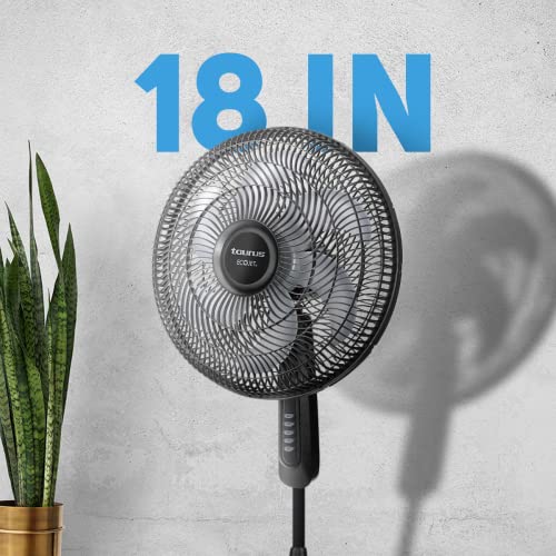 Taurus SILENT POWER- Taurus- Ventilador de pedestal-Rejilla Plástica Aerodinámica de 18'-Tecnología ECOJET, Más Aire y Menos Ruido- Incluye Base para Montaje en Pared- Amplia Oscilación