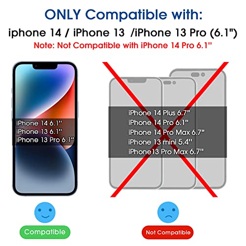 amFilm 2 Piezas OneTouch Compatible con iPhone 14 (6.1" 2022) y iPhone 13/iPhone 13 Pro 6.1" Protector de Pantalla de Vidrio Templado con Kit de Fácil Instalación
