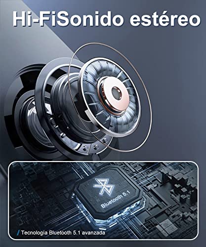 Auricular Bluetooth inalámbrico,Mini Audífonos Inalámbricos con Microfono, Bluetooth Auriculares Agua audifonos a Prueba de táctil,para iPhone Samsung Huawei Xiaomi Laptop para Juegos Escuchar música