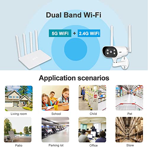 Cámara de Seguridad Exteriores 5MP Camara Bala de Vigilancia WiFi Inalambrica, Impermeable IP66, Visión Nocturna A Color, Audio Bidireccional, Detección de Movimiento, Alarma Instantánea, Monitoreo Casa Inteligente Control Remoto en Android/iOS, Admite Ta