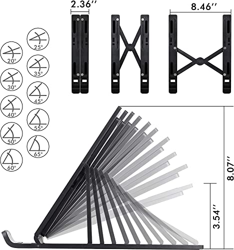 WAYAMY Soporte Portatil, Multiángulo Ventilado Refrigeración Soporte Portatil Mesa 10 Niveles Adjustable Soporte Ordenador Portátil Antideslizante Resistente para 10-15.6 Pulgadas Laptop ( ABS Negro)