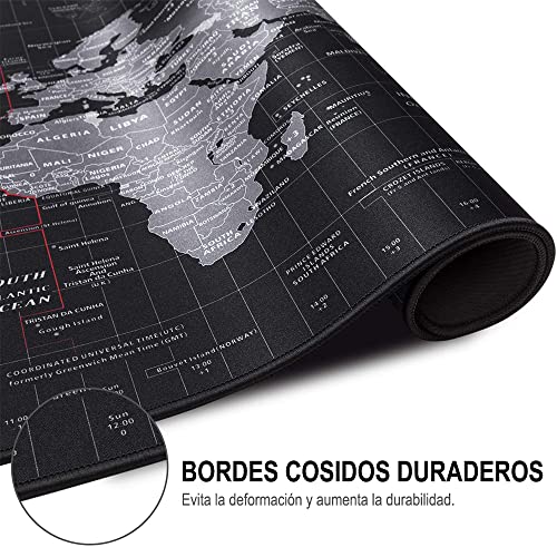 Alfombrilla para Ratón XXL Profesional (800 x 300 x 3 mm). Easytao Mousepad de Escritorio Grande, Impermeable y Antideslizante, para Gamer, Empleado, Ordenador, PC, Laptop y Más Equipos o Multitudes (Mapa)