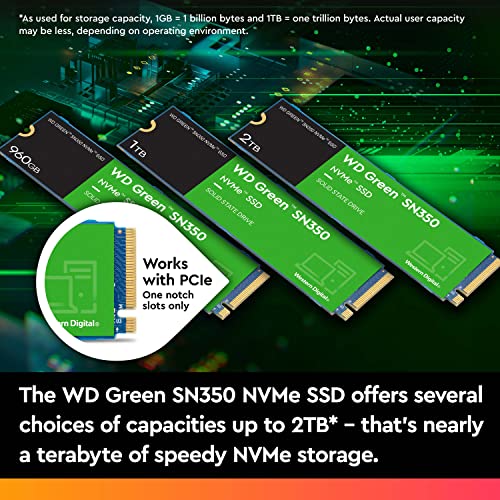 Western Digital Unidad SSD M.2 WD SN350 1TB WDS100T3G0C Green PCIE NVME