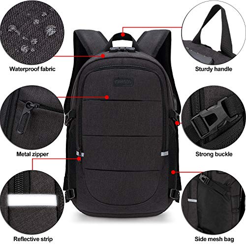 Mochila antirrobo, mochila para laptop de 15.6 pulgadas con cremallera  antirrobo oculta y puerto USB, elegante mochila impermeable para viajes de