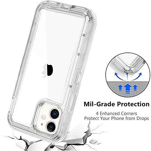 CELULARTE Funda Compatible iPhone 11 11 Pro 11 Pro MAX Uso Rudo Anti Shock 3 en 1 360 Cuerpo Completo (Transparente, iPhone 11)