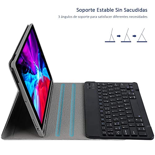 memumi Funda con Teclado de Español para iPad 10.2 7a 8a 9a Genaración Keyboard para iPad Air 3/Pro 10.5 Teclado para iPad 9 generacion 2021 con Inalámbrico Teclado Bluetooth Magnético Desmontable