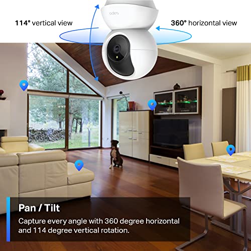 TP-Link Tapo C210, Cámara Wi-Fi de Seguridad Interior, 3MP Ultra Alta Definición, Cámara IP Domo 360°, Control Remoto de Aplicaciones, Funciona con Alexa