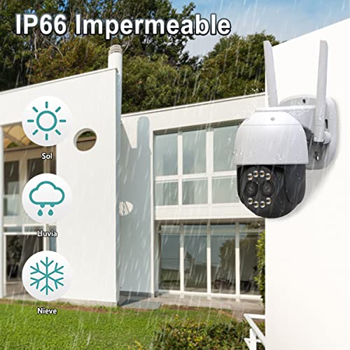 EASYTAO 9825G Cámara de Seguridad Exterior Wifi con Lentes Duales de 4MP*2, ICsee APP, Zoom Óptico 8X Seguimiento Automático Pan/Tilt Vista de 360°, PTZ Cámara Exterior con Visión Nocturna, Audio Bidireccional, Detección de Movimiento, Compatible con Alex