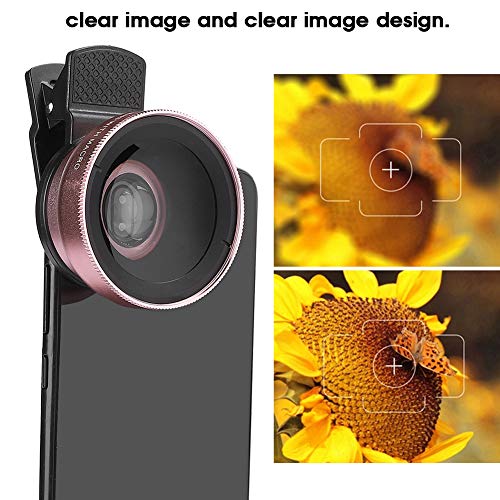 Lente profesional de teléfono 2 en 1, gran angular de 0.45X y lente macro con clip para teléfono celular compatible con teléfonos celulares Android/tabletas/cámara.