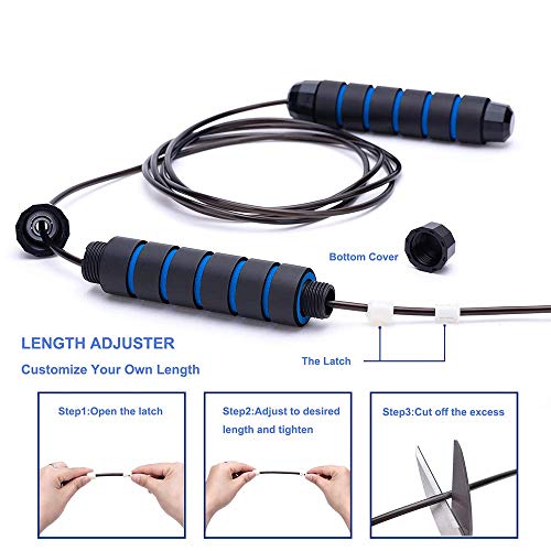 MyDear Cuerda para Saltar, Fácilmente Ajustable Manijas Cómodas, 300CM Cable, Rodamientos de Bolas de Acero Ergonómico y Mango Antideslizante, Cuerda Ligera y Ajustable Mejor para Entrenamiento Aeróbico de Velocidad de Entrenamiento, Entrenamiento de Resi