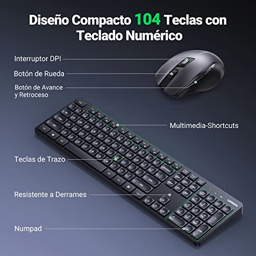 Kit de teclado y mouse inalámbrico Microsoft 2000 Inglés US teclado negro