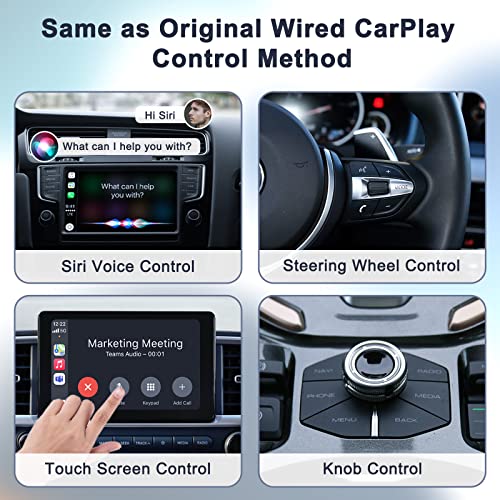 CarPlay Inalambrico Adaptador para i-Phone, CarPlay Wireless Adapter Convertir CarPlay Cable fábrica a CarPlay inalámbrica para Audi/ VW/ Skoda/ Hyundai/ Volvo/ Renault, Soporta iOS 13+, 5Ghz WiFi