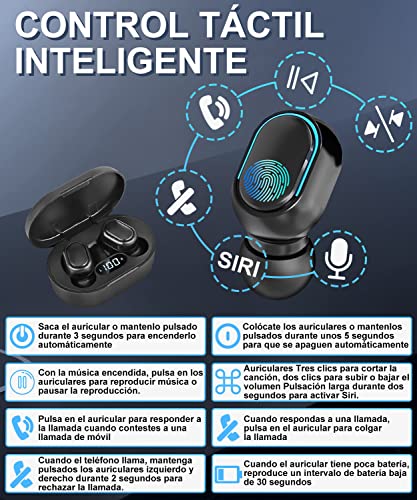 Auricular Bluetooth inalámbrico,Mini Audífonos Inalámbricos con Microfono, Bluetooth Auriculares Agua audifonos a Prueba de táctil,para iPhone Samsung Huawei Xiaomi Laptop para Juegos Escuchar música