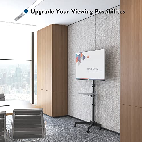 BONTEC Soporte TV Ruedas para TV de 23 a 60 Pulgadas de Plasma/LCD/LED/OLED, Soporte TV Pie con Estante para Portátil, Soporte TV Móvil con Altura Ajustable de hasta 25 kg, Máx VESA 400x400 mm