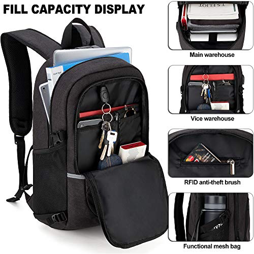 Mochila antirrobo, Mochila Impermeable,DOXUNGOO Mochila para portátil Hombre Mujer Mochila Aire Libre paracon bloqueo y con USB Puerto y puerto audífonos para Laptop hasta 15.6 pulgadas (negro)