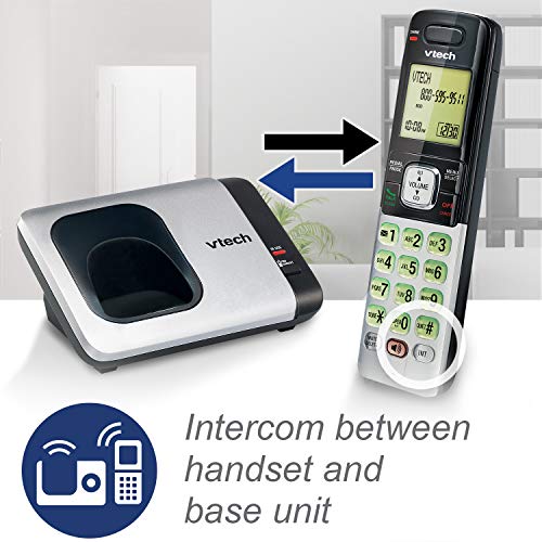 Teléfono Vtech DECT 6.0 con base para identificación de llamadas y llamada en espera, Plateado/Negro
