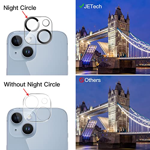 JETech Protector de Pantalla Cobertura Completo para iPhone 14 6,1 Pulgadas y Protector Lente Cámara, Mica Cristal Vidrio Templado, HD Transparente, 2 Paquetes Cada Uno