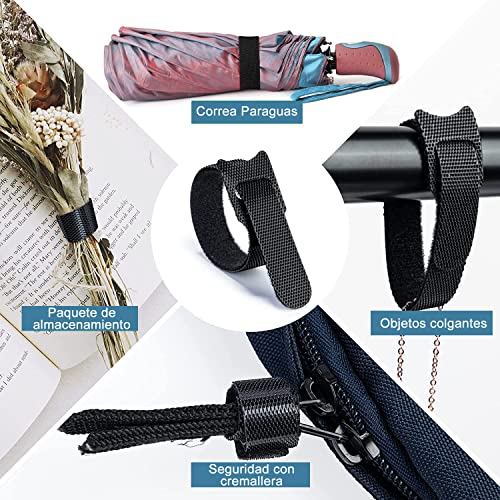 Ataduras de Cables Reutilizables - Bridas para Cables Organizador Cables Ties de Correas con Gancho y Bucle de Cuerda para la Gestión de Cables y Organización de Escritorio u Oficina (200*12MM,50 Pack)