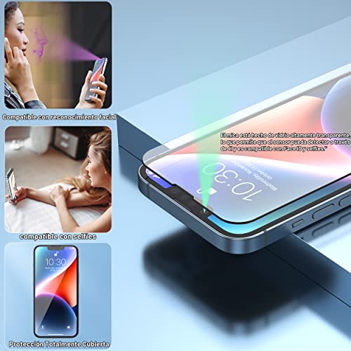 Jasinber 3-Pack Mica de Vidrio Cristal Templado Compatible con iPhone 14 y iPhone 13/13 Pro 6.1 Pulgadas