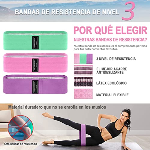 EASYTAO Bandas de Resistencia Pack de 3 para Ejercicios en Casa y Gimnasio, Ligas Elásticas de Látex Natural Multifuncional para Yoga, Pilate, Crossfit