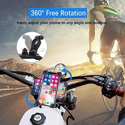 TBONEEY Soporte Celular Bicicleta, Soporte Movil Moto Universal 360°Rotación Anti Vibración Porta Telefono Motocicleta Montaña Soporte para iPhone Samsung LG HTC Motorola Xiaomi GPS y Otro 4.5-7.0" Móvil