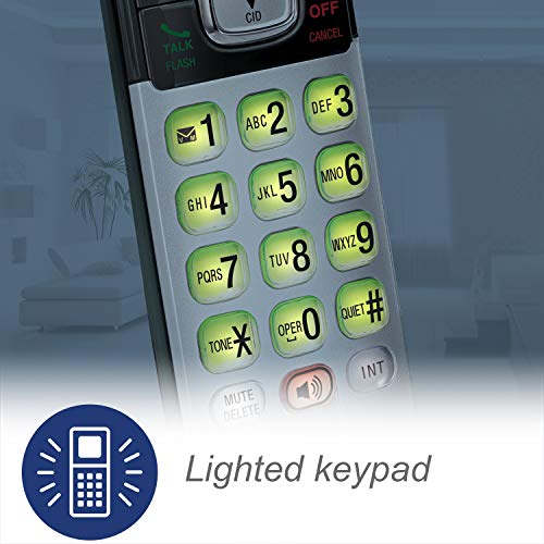 Teléfono Vtech DECT 6.0 con base para identificación de llamadas y llamada en espera, Plateado/Negro
