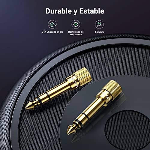 UGREEN Adaptador Jack 3.5 a 6.35, Convertidor de Audio Estéreo de Jack 3,5mm Hembra a Jack 6,35mm Macho, Compatible con Guitarra, Altavoces, Amplicador Estéreo, Mezclador de Audio, 2Pack