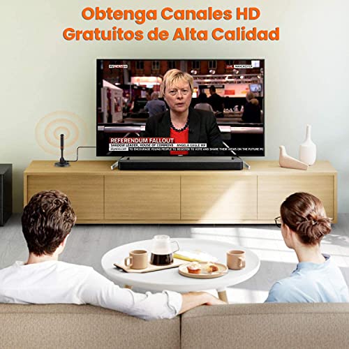 Antena de TV Digital - Antena de HDTV Interior con 2 Amplificador de señal Inteligente - Smart Antena de TV Digital para Interiores Canales de TV 1080P 4K Gratuitos - Cable Coaxial Premium de 16ft