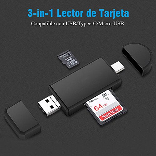 Lector de tarjetas con conector USB 3.0, adaptador Micro SD para