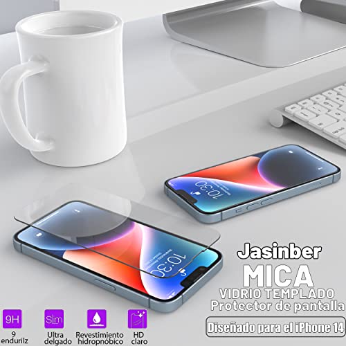 Jasinber 3-Pack Mica de Vidrio Cristal Templado Compatible con iPhone 14 y iPhone 13/13 Pro 6.1 Pulgadas