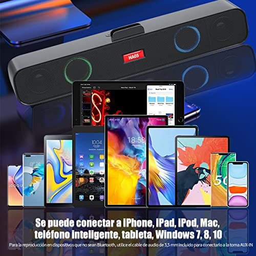 AXIDUN RGB Barra de Sonido Estéreo Bluetooth 5.0 Inalámbrico con Subwoofer para TV Bocinas para PC, Altavoces para Computadora, Barra de Sonido, Altavoces Multimedia para Escritorio