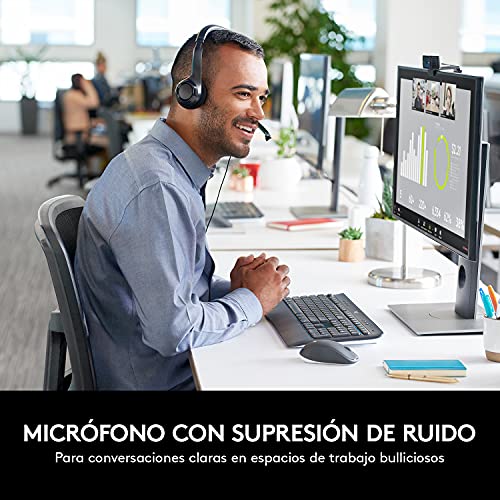 Logitech H390 Diadema con Cable, Sonido Estéreo y Micrófono USB con Supresión de Ruido, Controles Integrados en el Cable, PC/Mac/Laptop/Chromebook - Negro