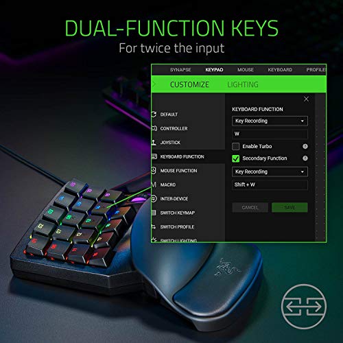 Razer Orbweaver Chroma Gaming Keypad RF inalámbrico Teclado, Tartarus Pro - Interruptores ópticos, Negro clásico (Reacondicionado)
