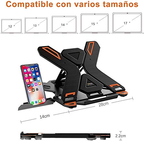 RabbitStorm Soporte para Computadora Portátil , Base giratoria de 360 ° Diseño Ergonómico Ajustable a Nivel del Ojo, Soporte Plegable para Computadora Portátil de Escritorio con Soporte para Teléfono para Computadora Portátil Dentro de 17 "