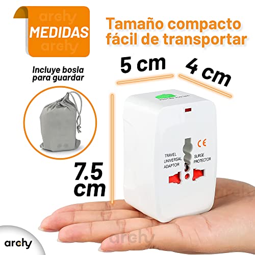 Archy Convertidor Adaptador de Enchufe Europeo Cargador Internacional para Viajes Enchufe Adaptador Universal Todo en Uno Múltiples Conexiones Europeo Japon China Canadá USA EU UK AU XO8101
