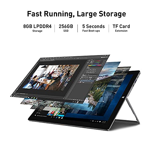 CHUWI UBook X Tablet PC con pantalla táctil de 12 pulgadas con teclado y lápiz capacitivo, 8 GB de RAM 256 GB SSD, pantalla de 2160 x 1440 píxeles, procesador Intel N4120 Quad Core, Wi-Fi dual tipo C, Windows 10, color gris